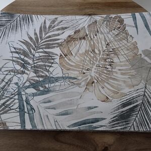 Tropical Leaf Canvas Wall Art in Teal and Tan - Decorative Home Wall Decor